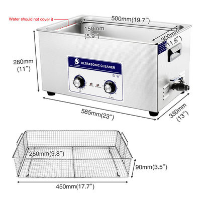 Het Tafelblad de Ultrasone Schonere Tijdopnemer van SUS304 360W 22L/Mand van Heater Adjustable With SS